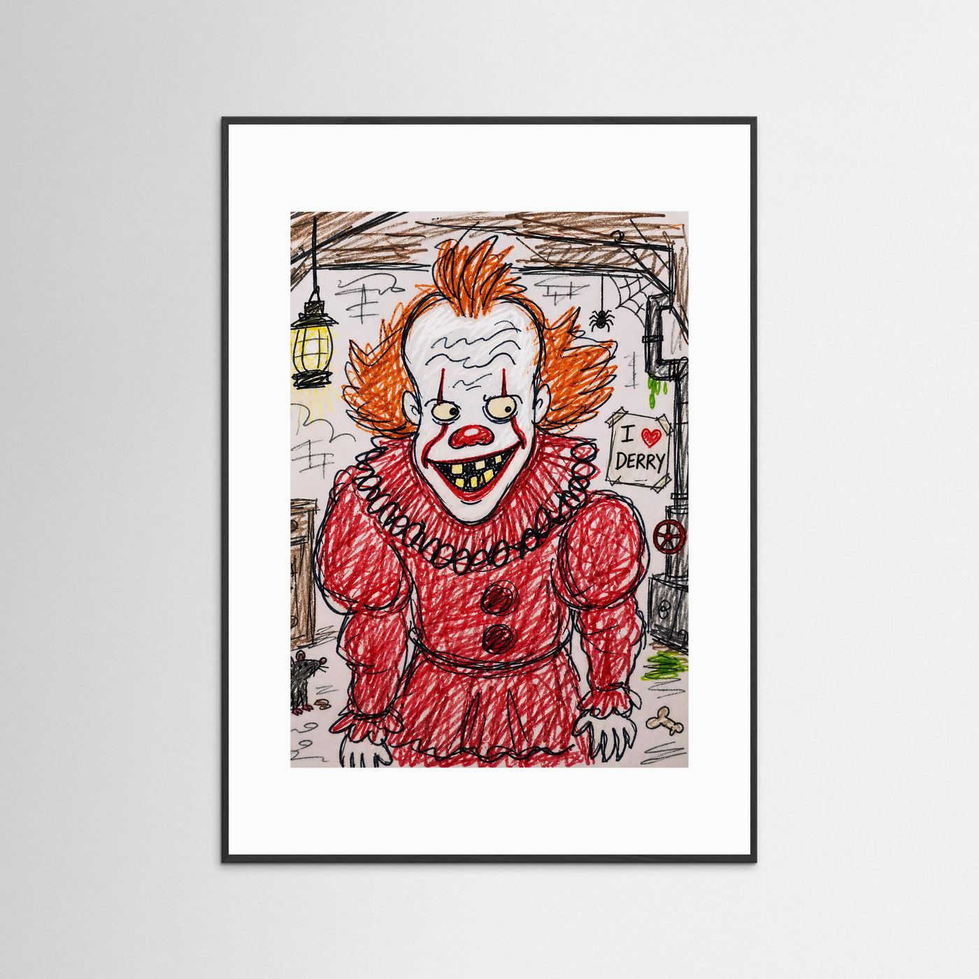 Large Framed Wall Art – Creepy Pennywise Horror Poster