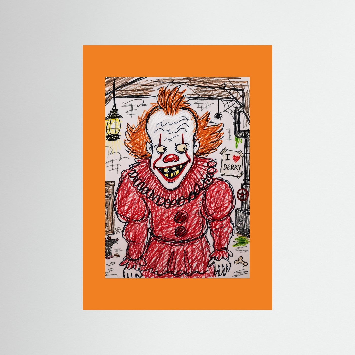 Large Framed Wall Art – Creepy Pennywise Horror Poster