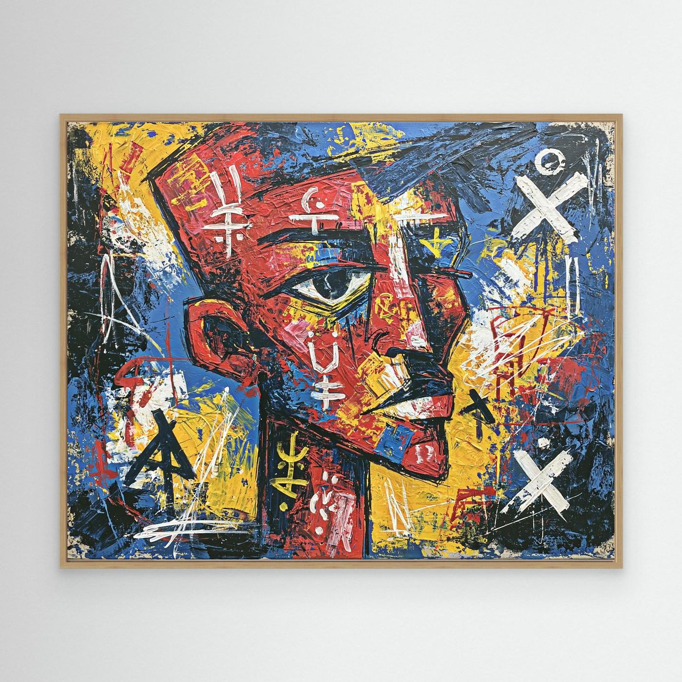 Abstract Mask Portrait Framed Pop Art Canvas