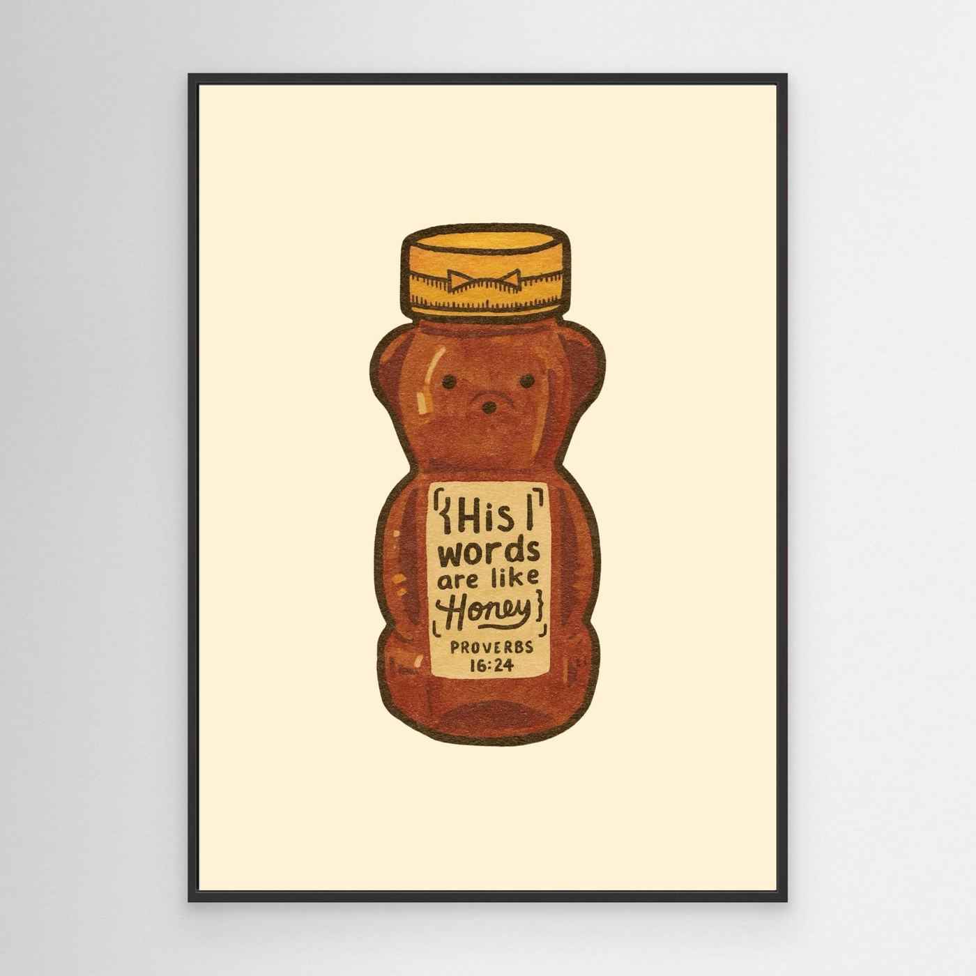 Christian Nursery Wall Art | Proverbs 16:24 Honey Bear Print