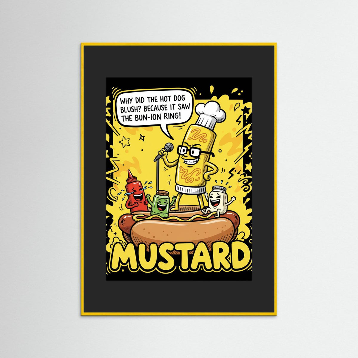 Funny Hot Dog Joke Comic Illustration Fine Art Paper Print