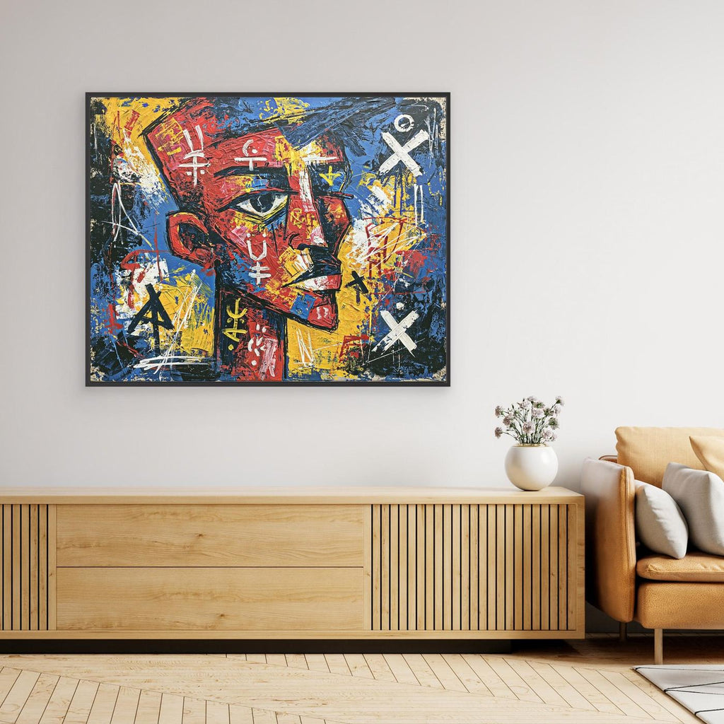 Abstract Mask Portrait Framed Pop Art Canvas