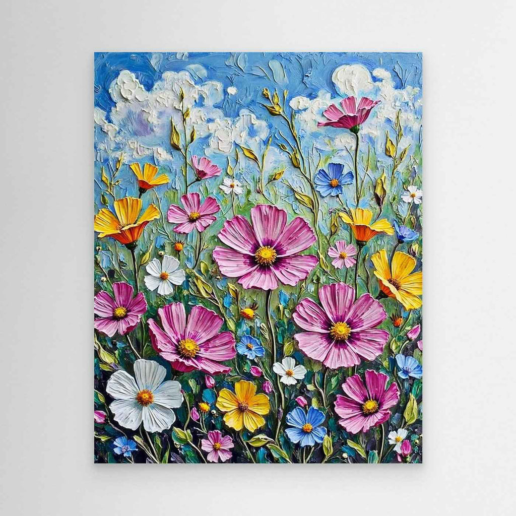 Wildflower Meadow Impasto Framed Pop Art Canvas Print