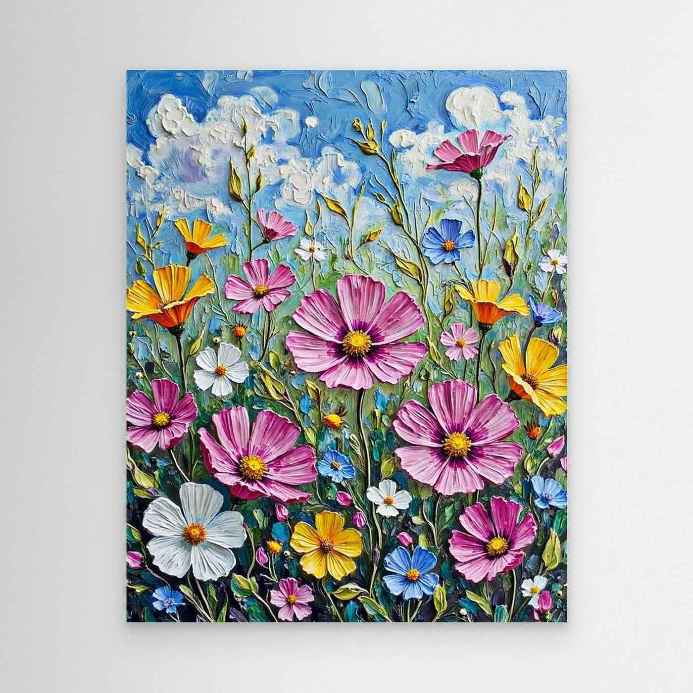 Wildflower Meadow Impasto Framed Pop Art Canvas Print