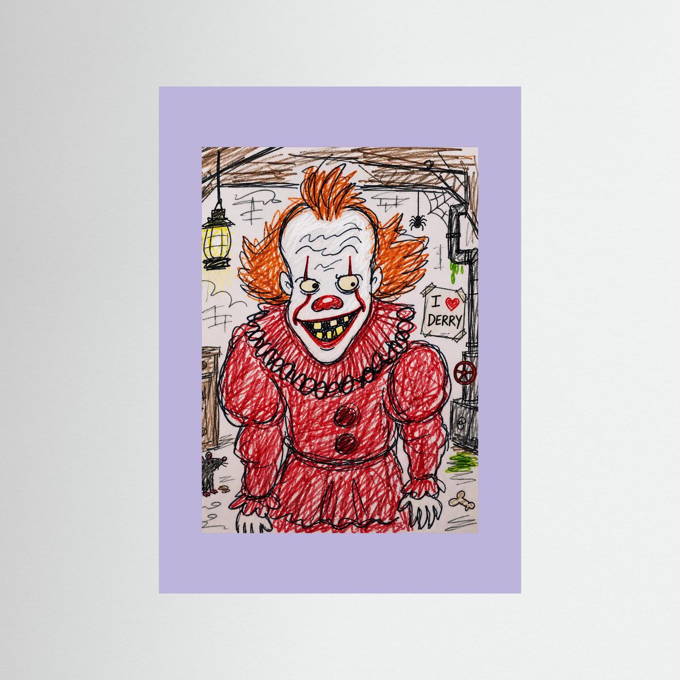 Large Framed Wall Art – Creepy Pennywise Horror Poster