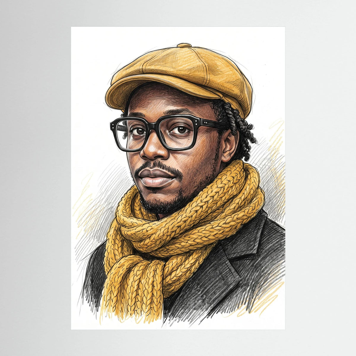 Bespoke Colored Pencil & Fine Ink Portrait | Exclusive Framed Fine Art