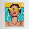 Poolside Sunglasses Framed Pop Art Canvas
