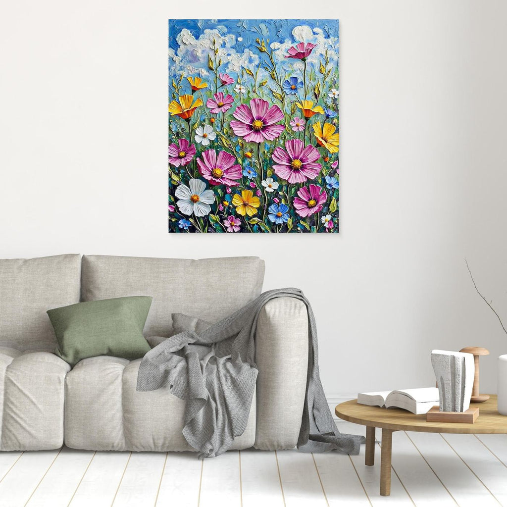 Wildflower Meadow Impasto Framed Pop Art Canvas Print