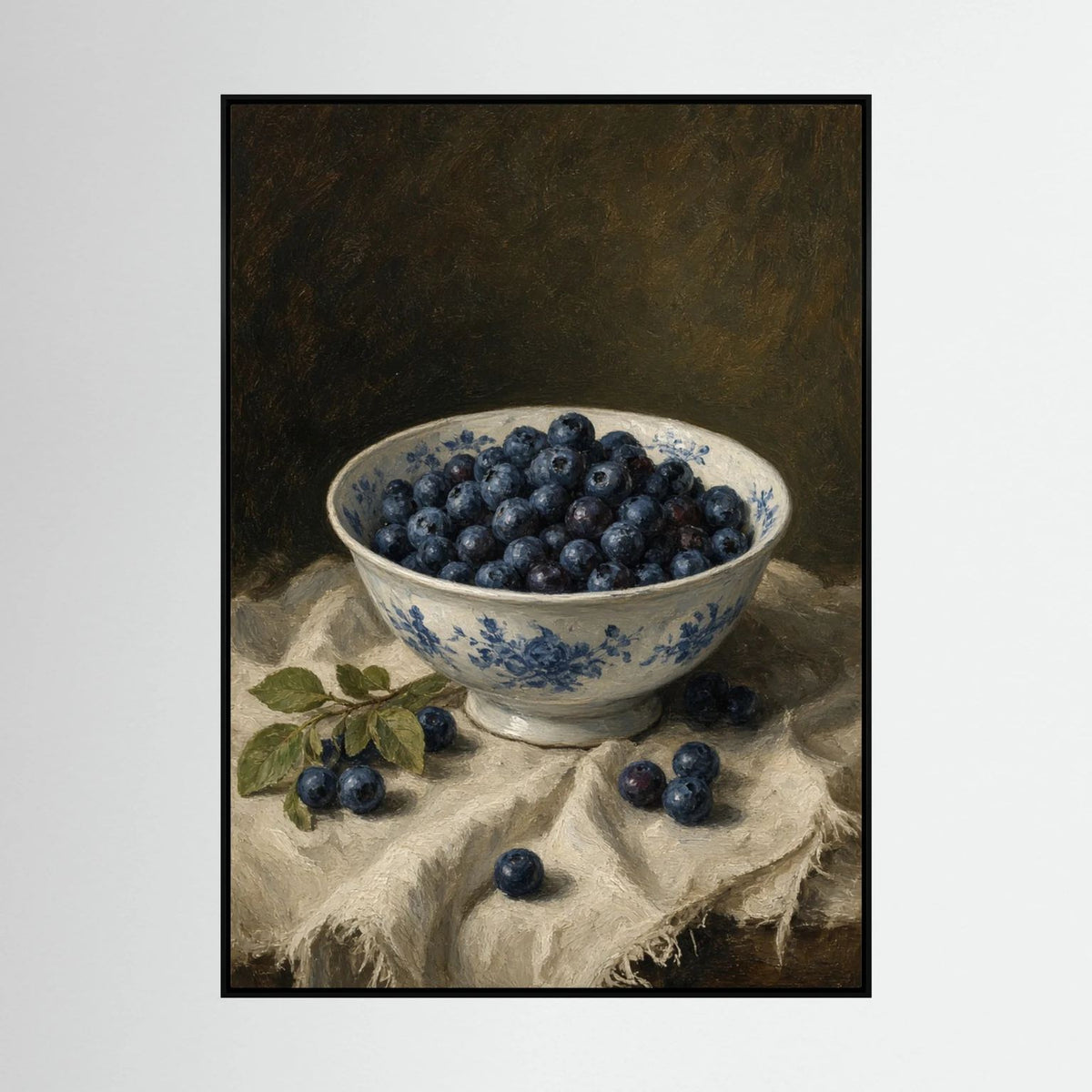 Blueberry Still Life Oil Painting Framed Canvas Wall Art