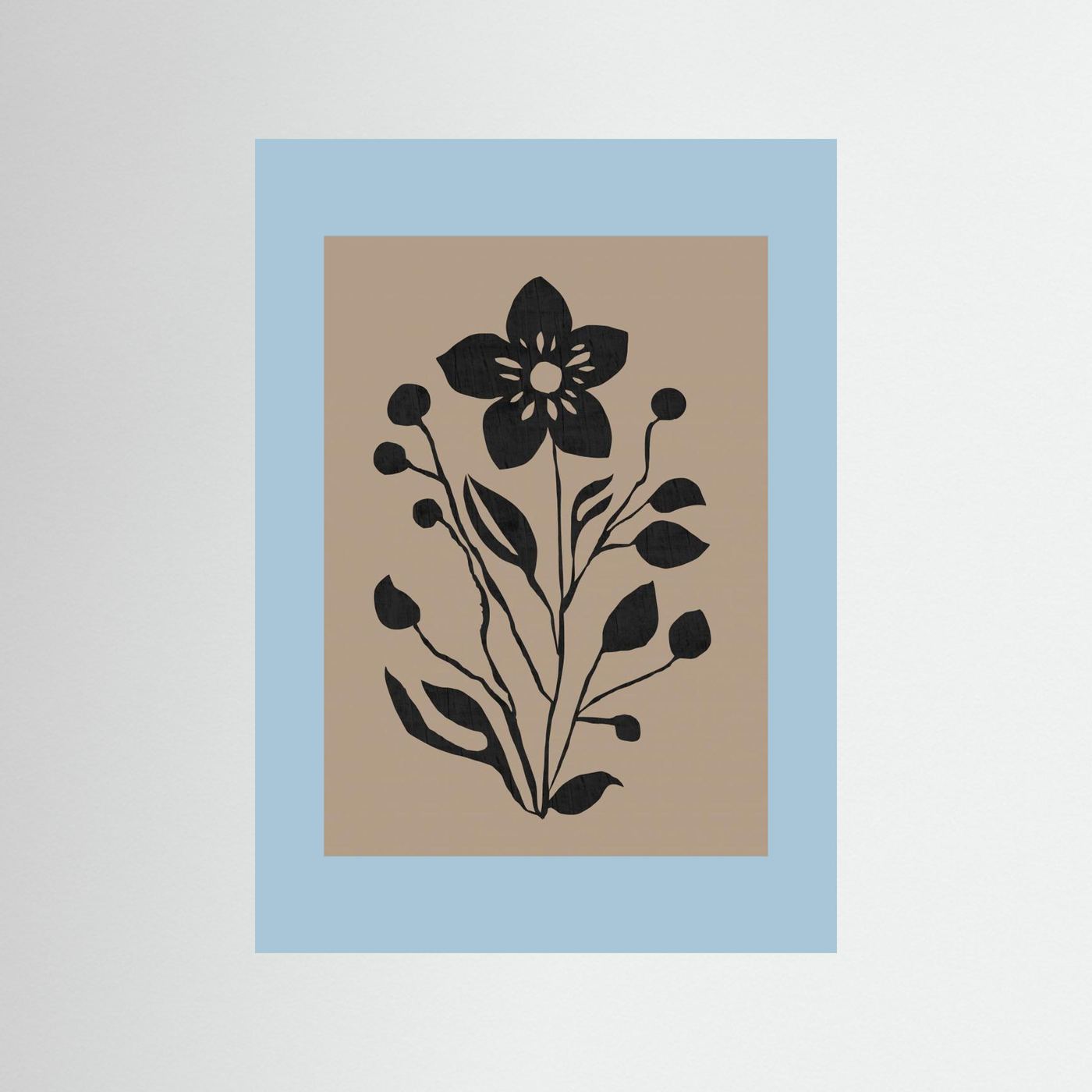 Black Flower Modern Botanical Silhouette by Cartissi