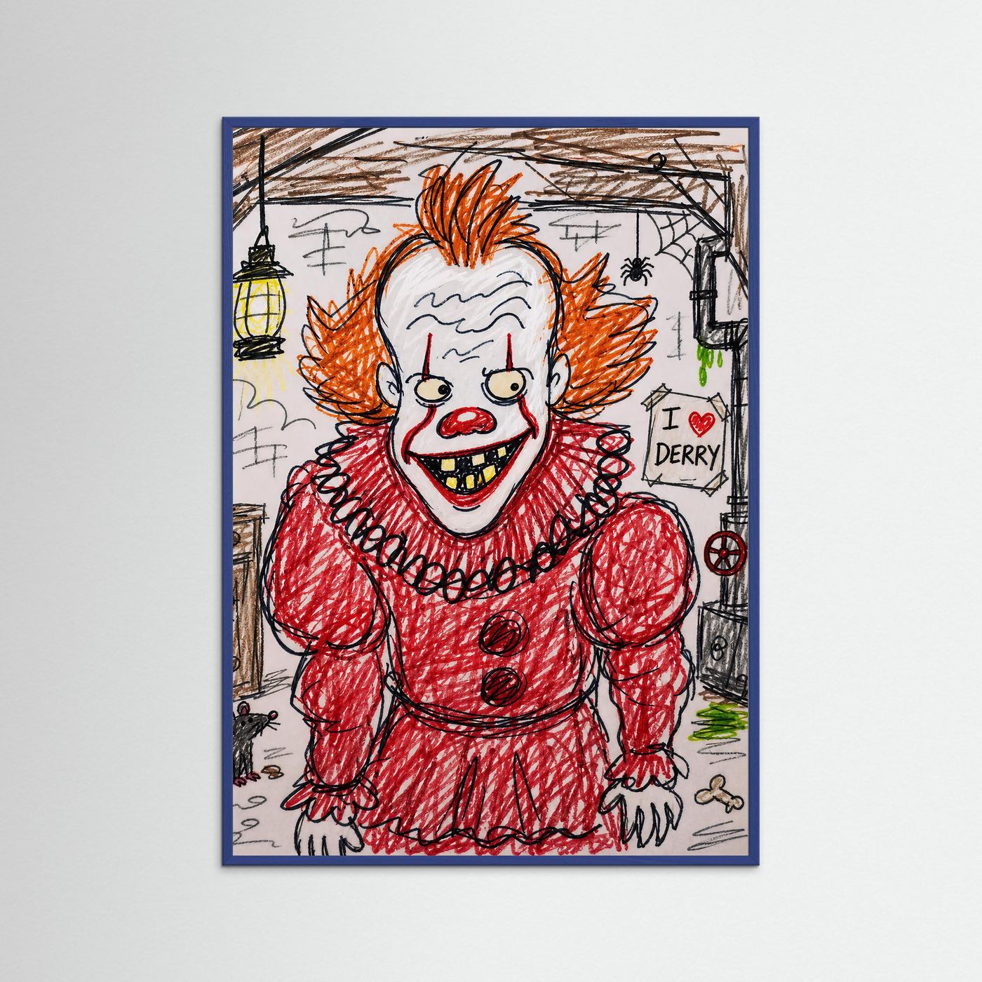 Large Framed Wall Art – Creepy Pennywise Horror Poster