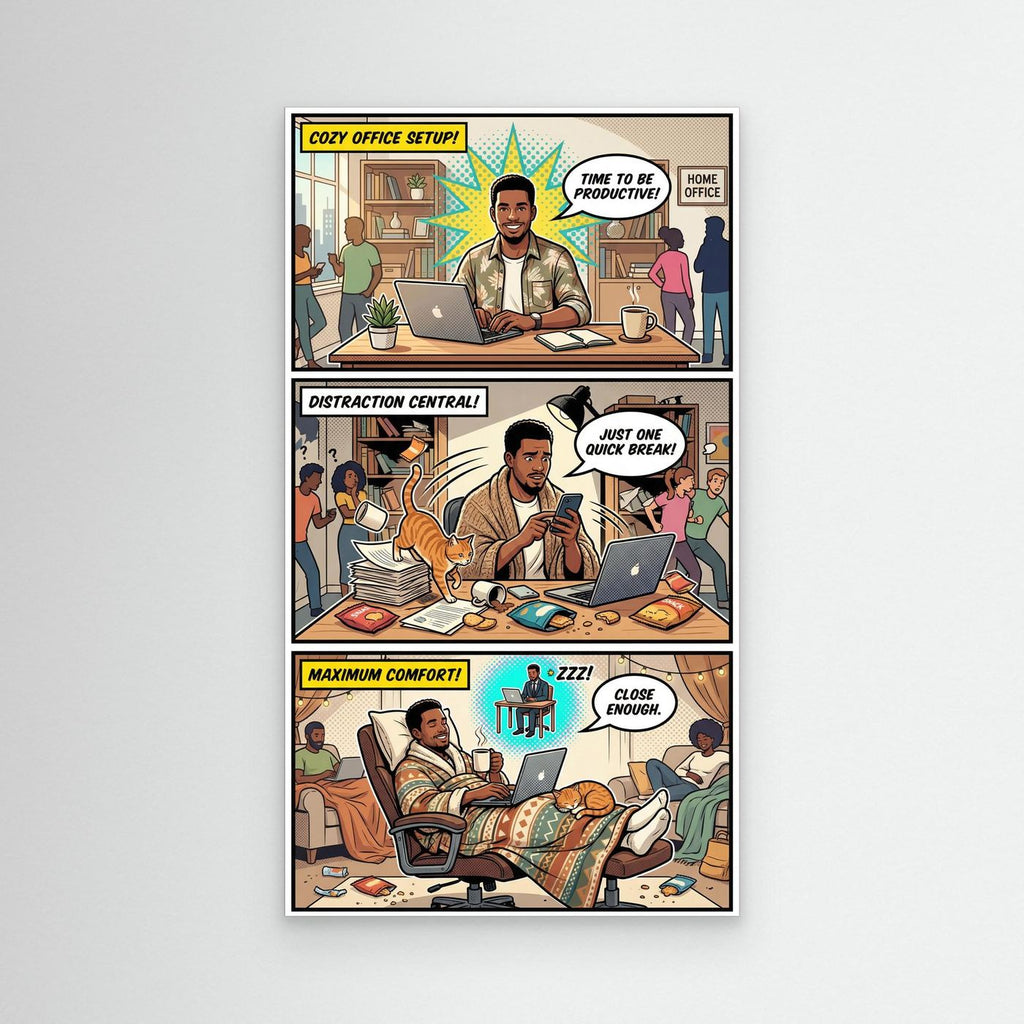 Funny Home Office Retro Comic Canvas Wall Art