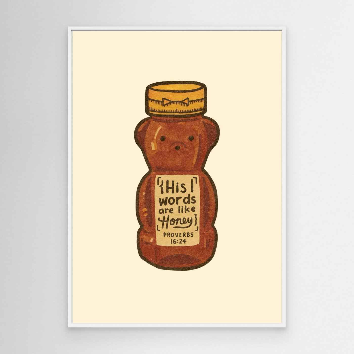 Christian Nursery Wall Art | Proverbs 16:24 Honey Bear Print