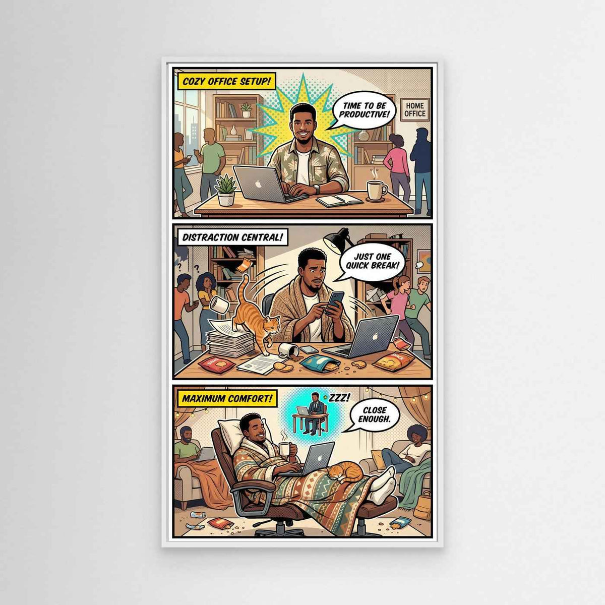 Funny Home Office Retro Comic Canvas Wall Art