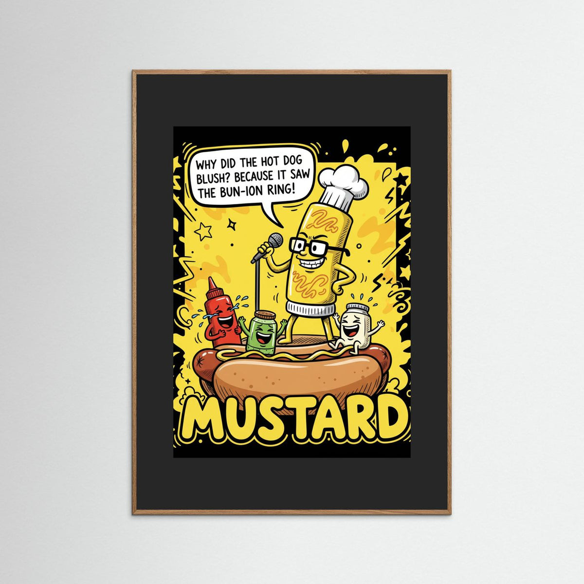 Funny Hot Dog Joke Comic Illustration Fine Art Paper Print