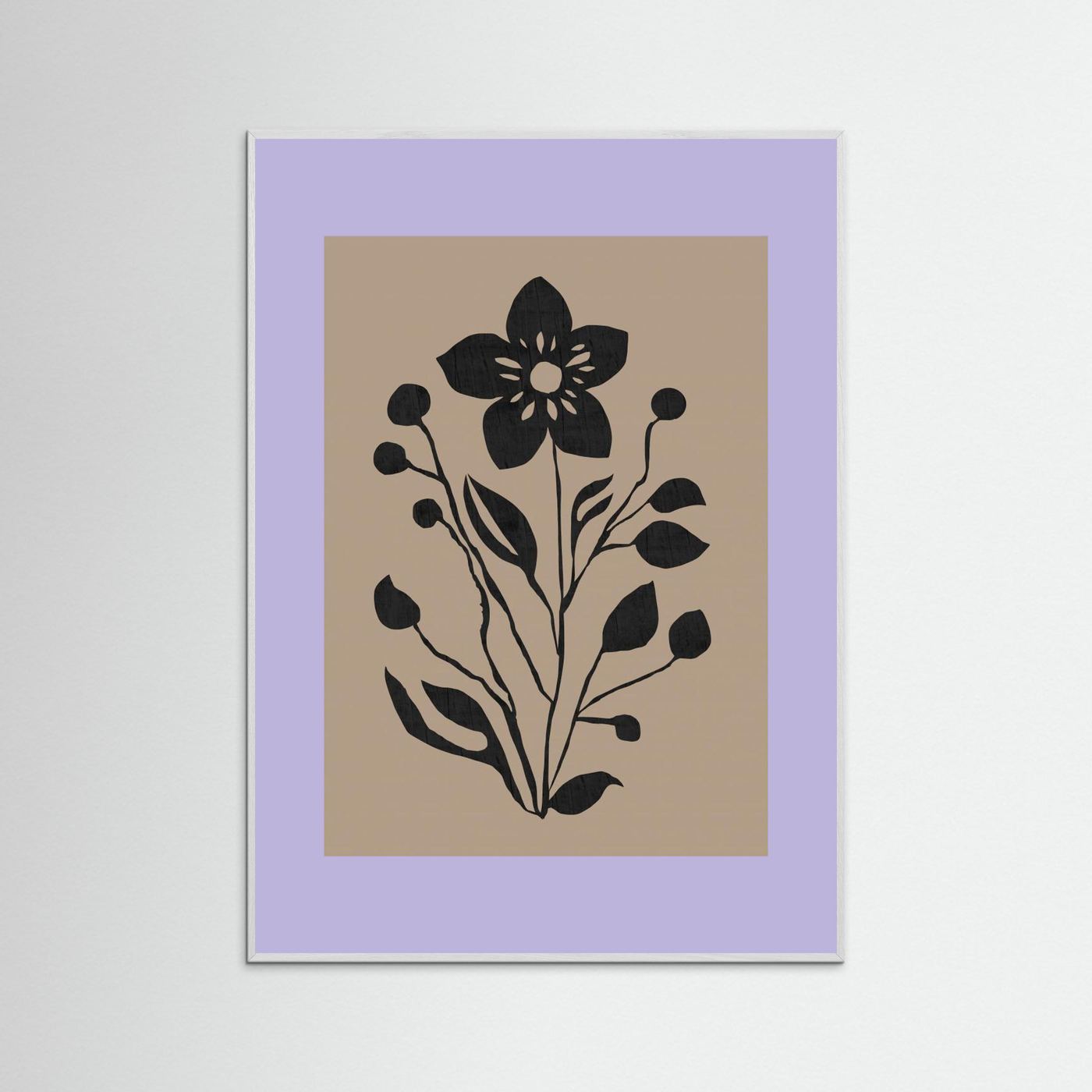 Black Flower Modern Botanical Silhouette by Cartissi