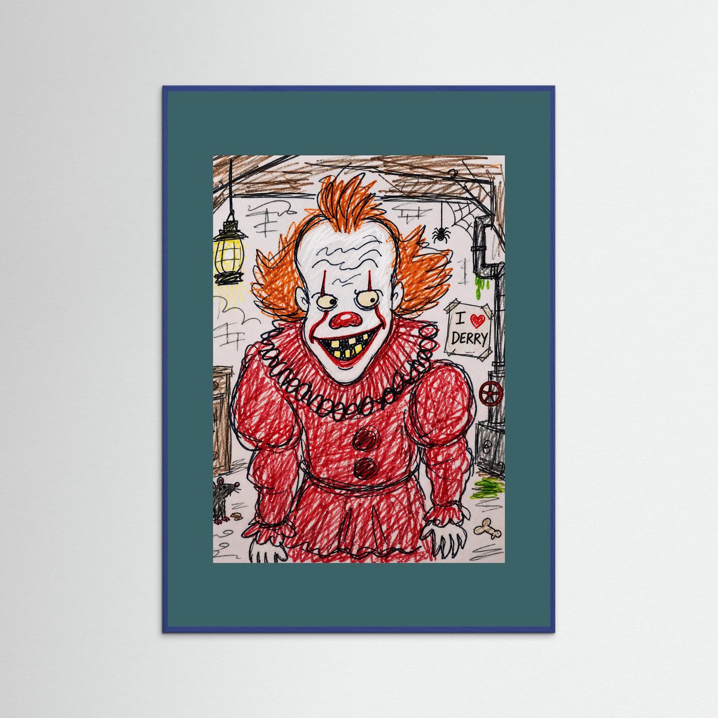 Large Framed Wall Art – Creepy Pennywise Horror Poster