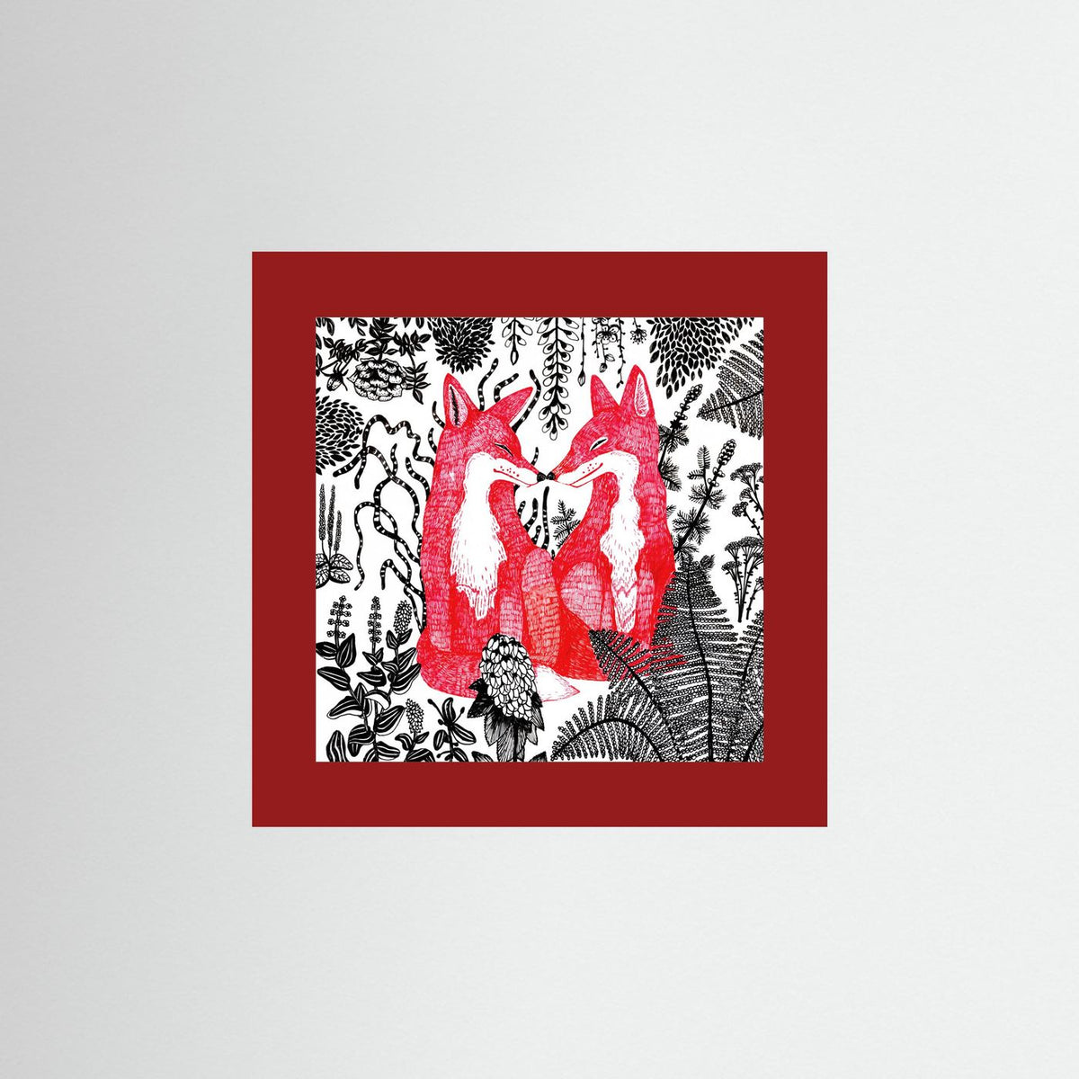 Foxes Folk Illustration Fine Art Paper Print