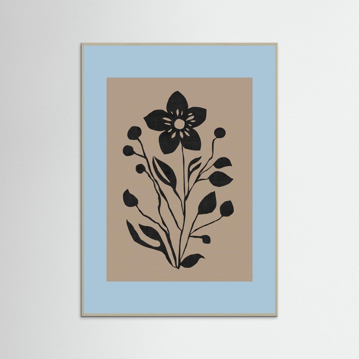 Black Flower Modern Botanical Silhouette by Cartissi