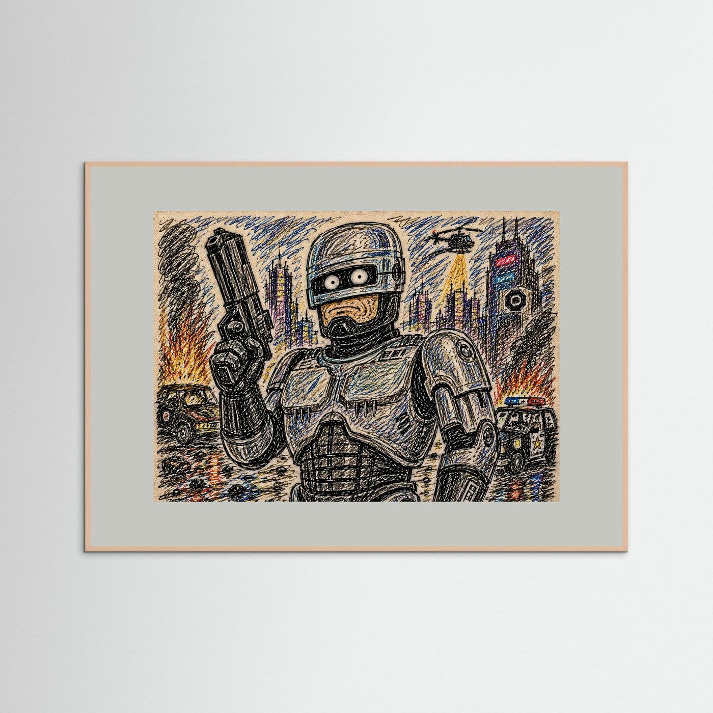 Large Framed Wall Art – Retro Sci-Fi Robocop Print