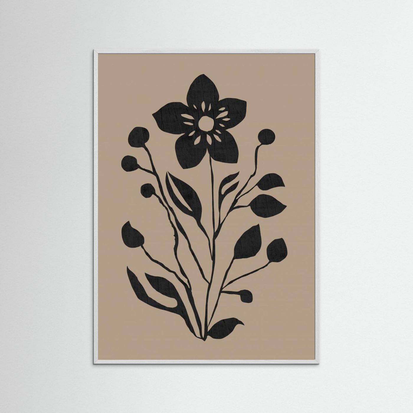 Black Flower Modern Botanical Silhouette by Cartissi