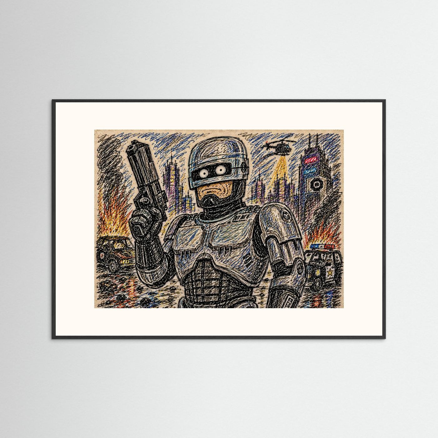 Large Framed Wall Art – Retro Sci-Fi Robocop Print