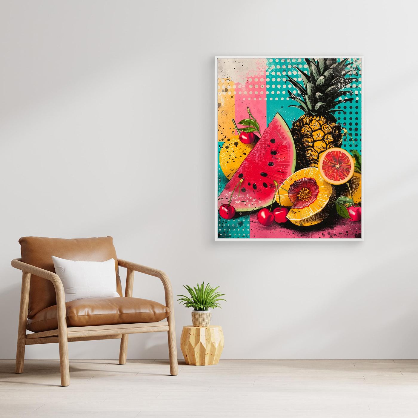 Tropical Fruit Framed Pop Art Canvas – Colourful Kitchen & Living Room Wall Art