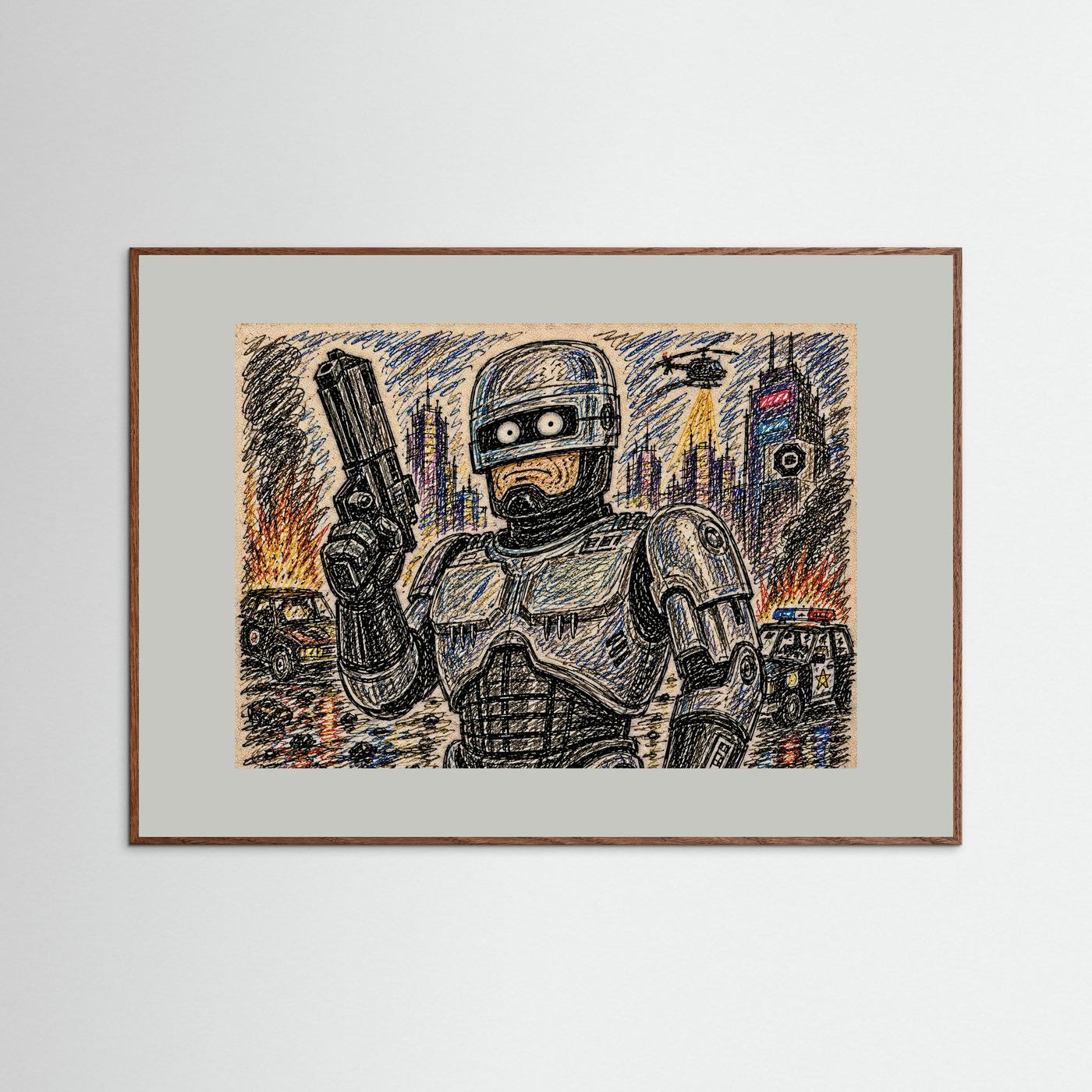 Large Framed Wall Art – Retro Sci-Fi Robocop Print