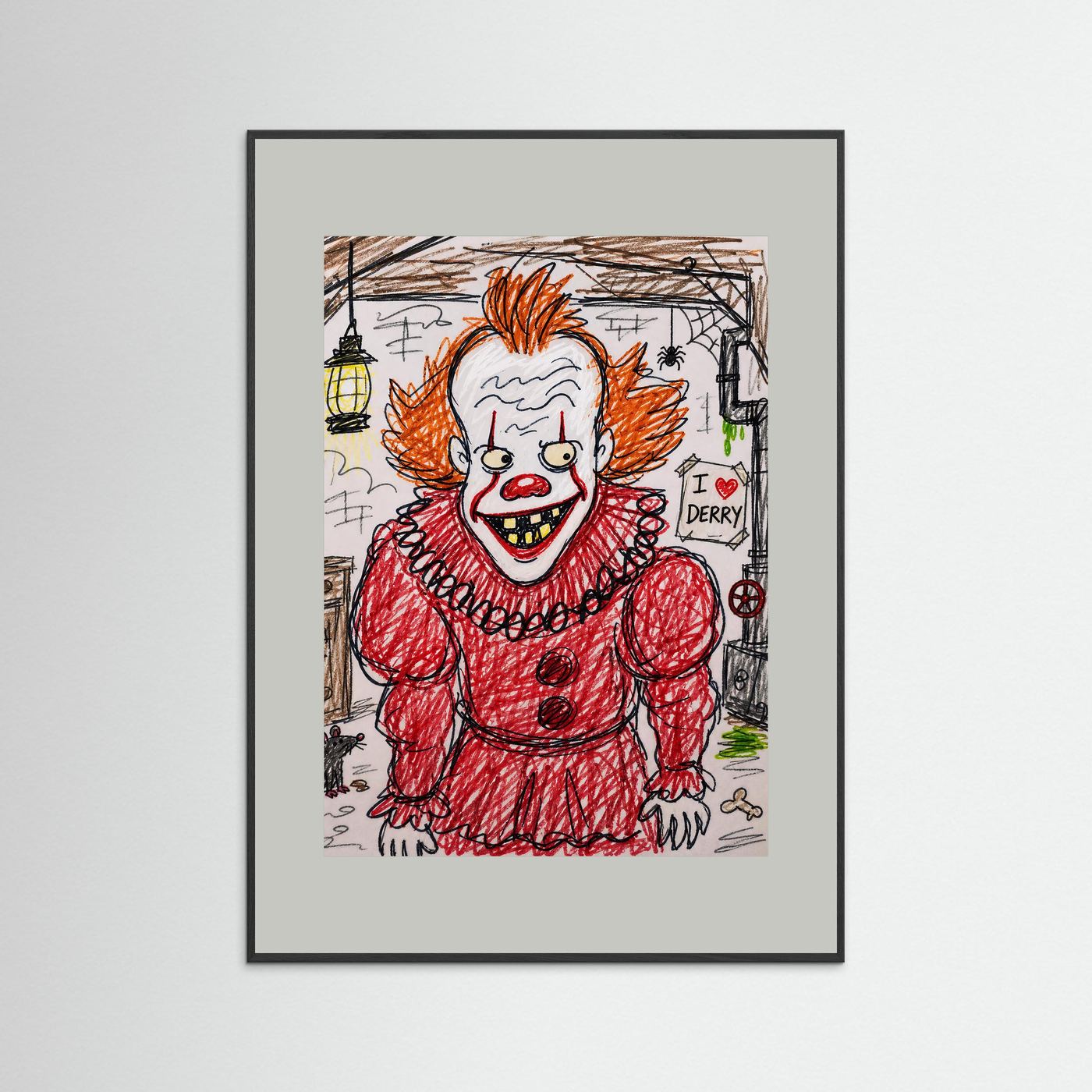 Large Framed Wall Art – Creepy Pennywise Horror Poster