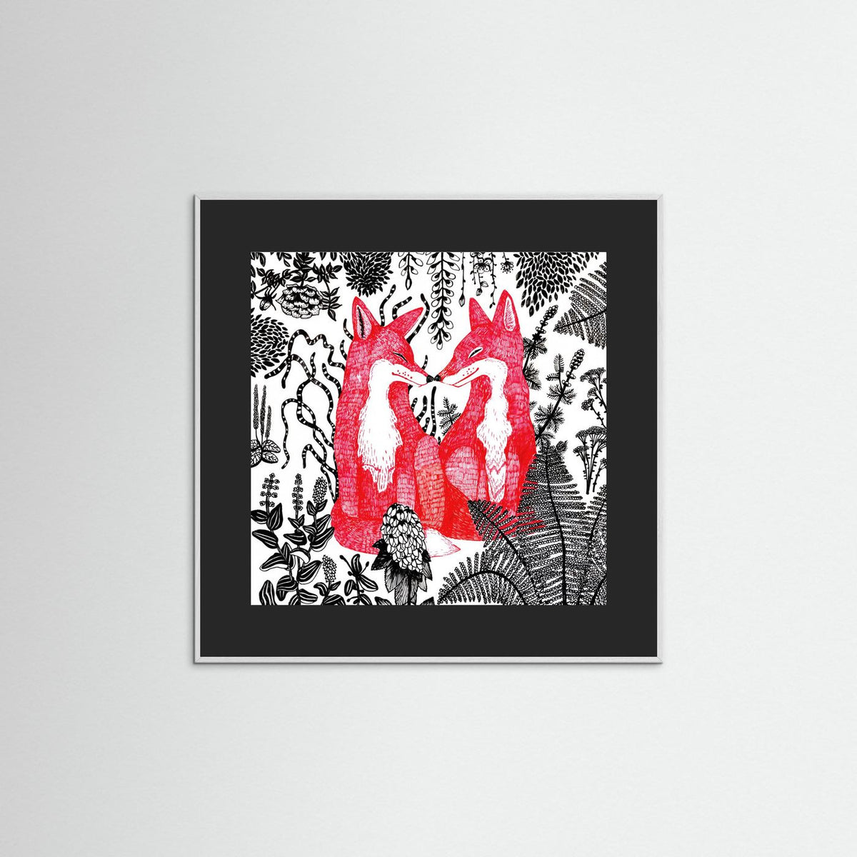 Foxes Folk Illustration Fine Art Paper Print