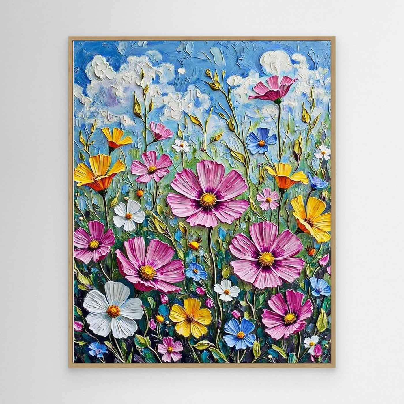 Wildflower Meadow Impasto Framed Pop Art Canvas Print