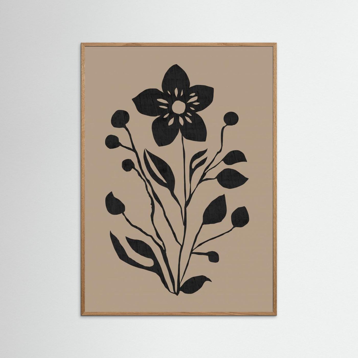Black Flower Modern Botanical Silhouette by Cartissi