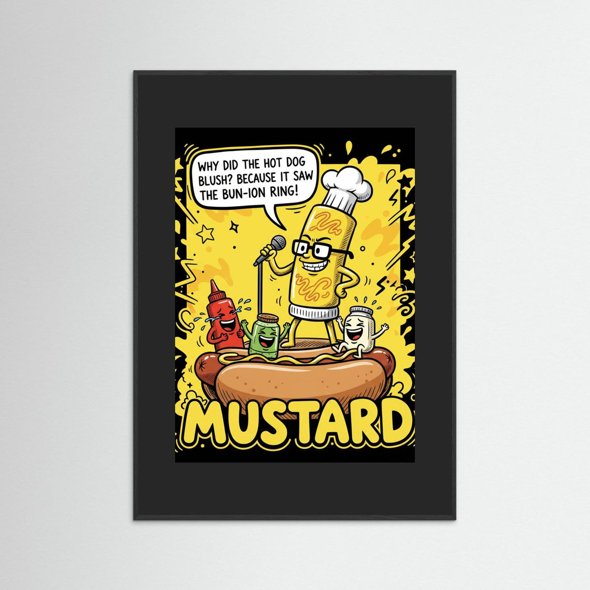 Funny Hot Dog Joke Comic Illustration Fine Art Paper Print