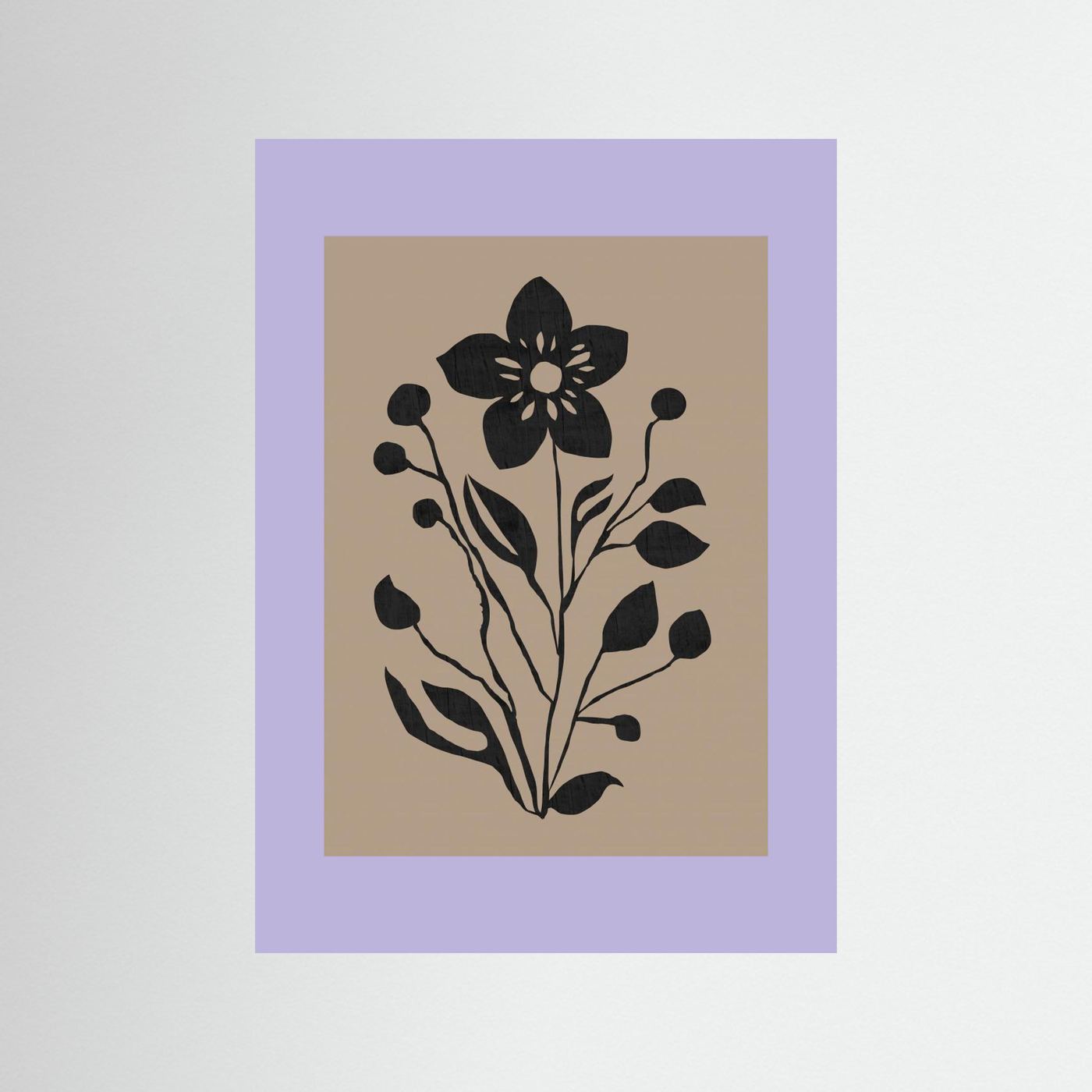 Black Flower Modern Botanical Silhouette by Cartissi