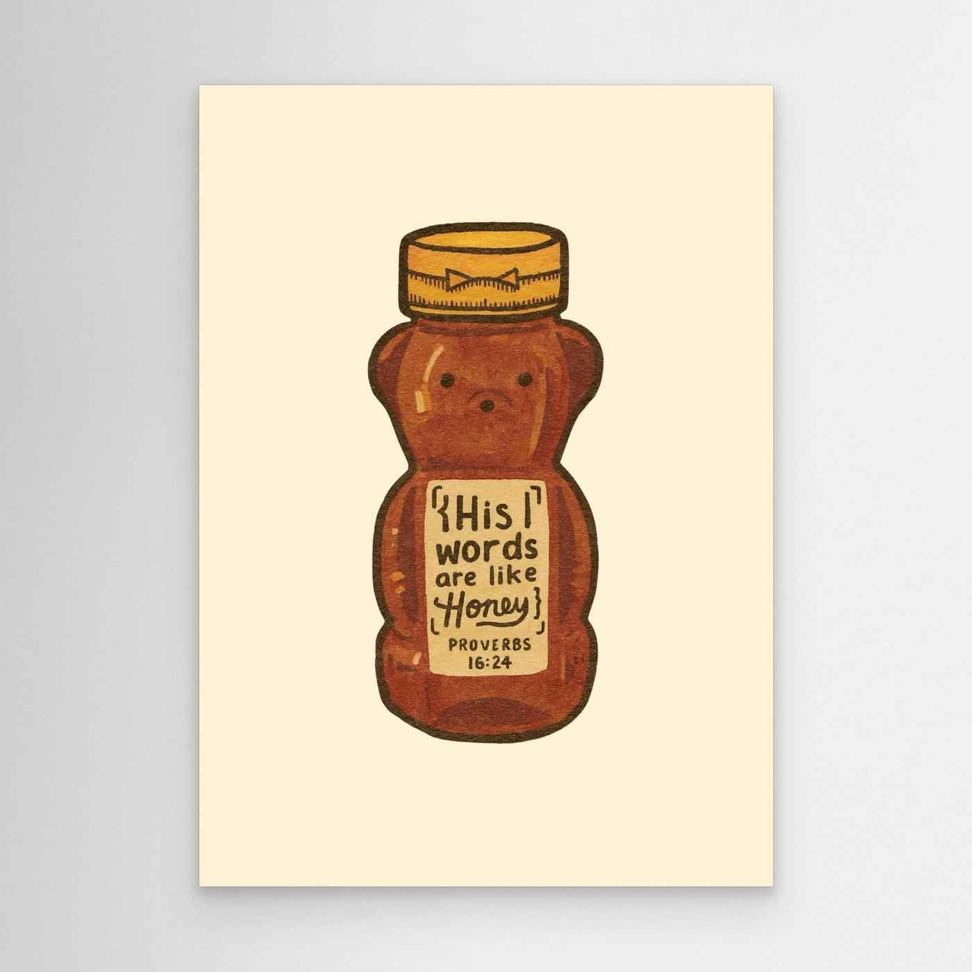 Christian Nursery Wall Art | Proverbs 16:24 Honey Bear Print