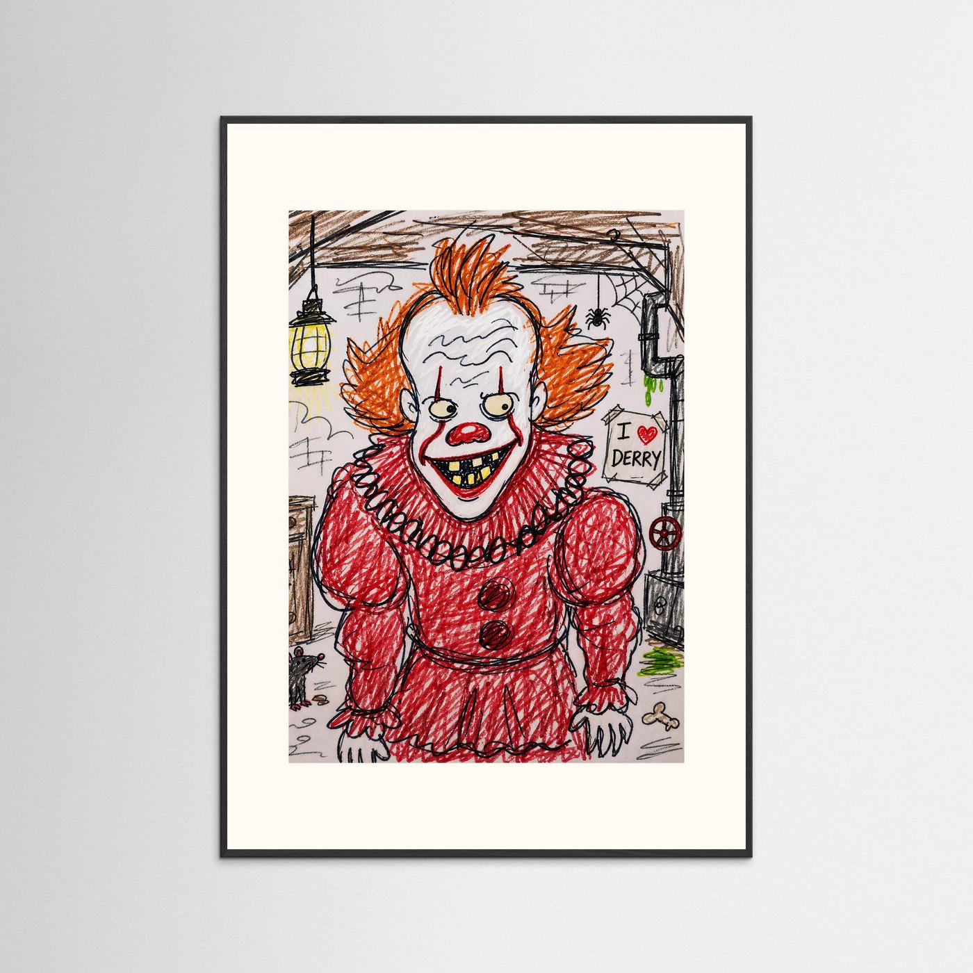 Large Framed Wall Art – Creepy Pennywise Horror Poster
