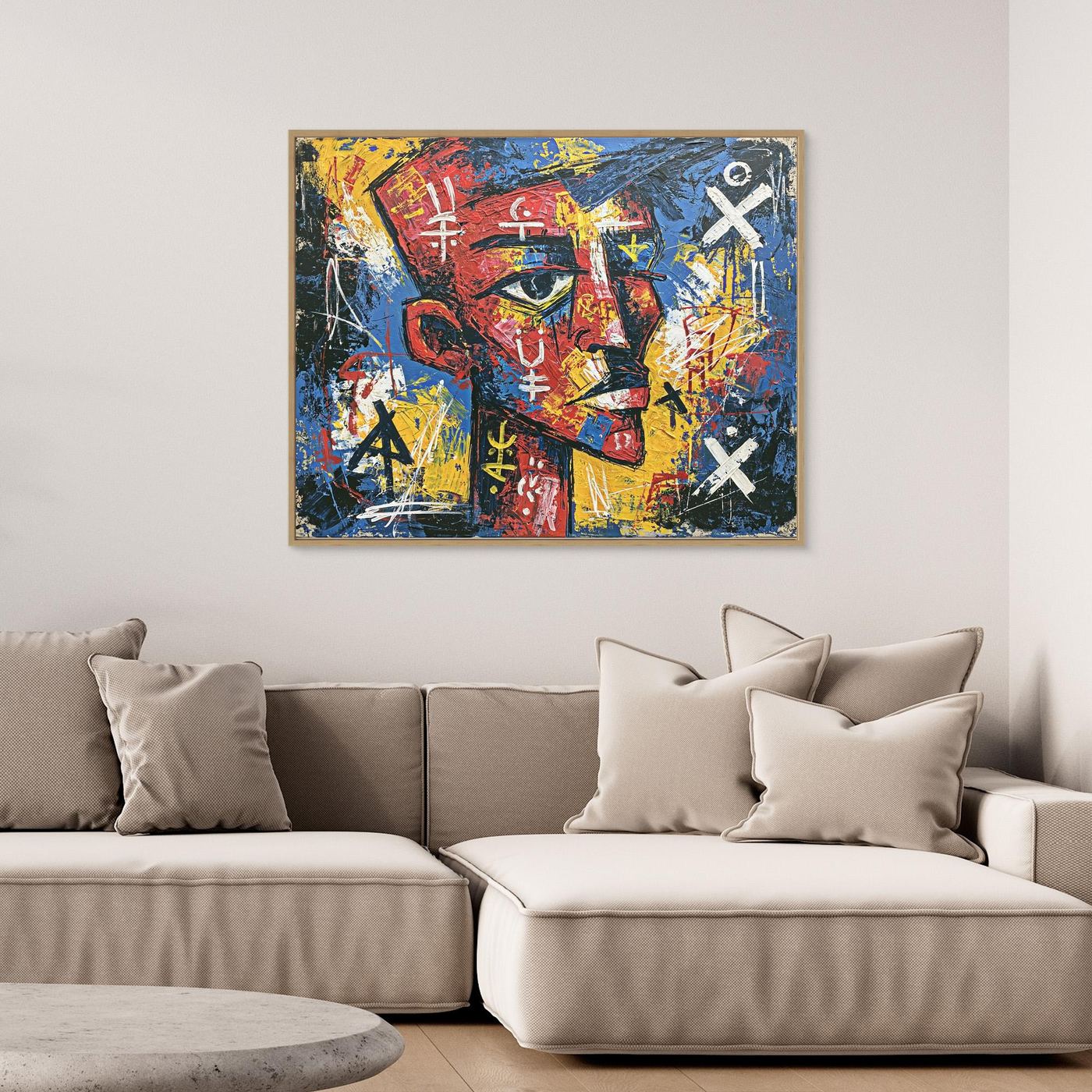 Abstract Mask Portrait Framed Pop Art Canvas
