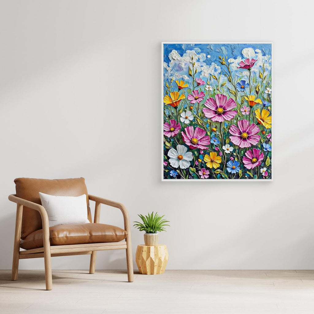 Wildflower Meadow Impasto Framed Pop Art Canvas Print