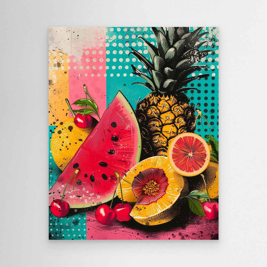 Tropical Fruit Framed Pop Art Canvas – Colourful Kitchen & Living Room Wall Art