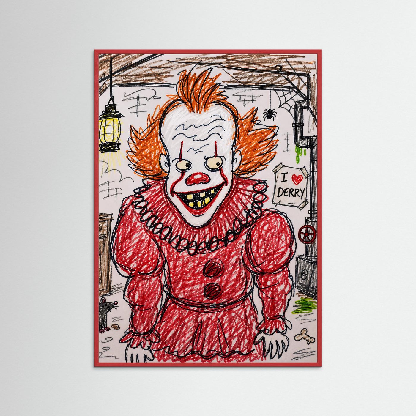 Large Framed Wall Art – Creepy Pennywise Horror Poster
