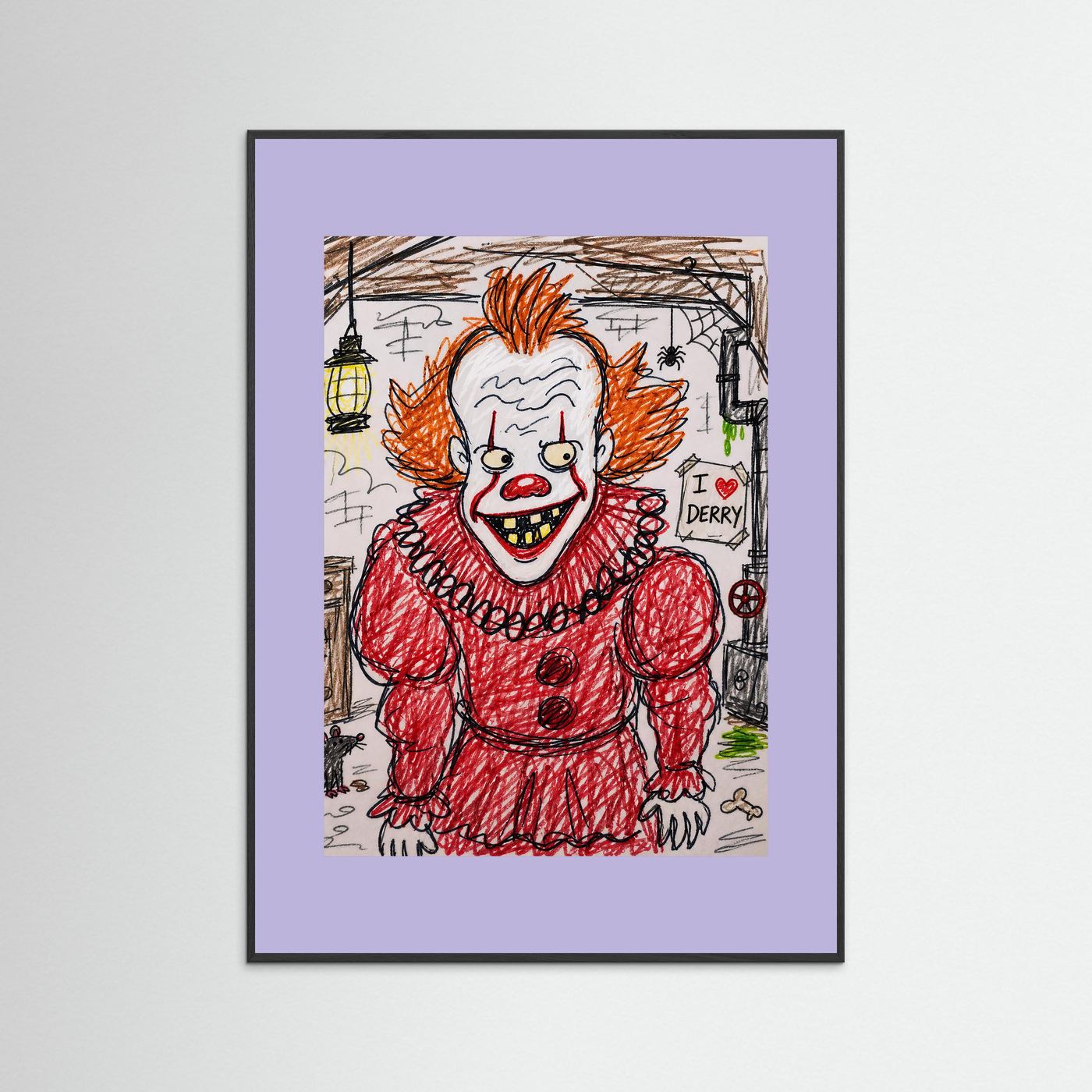 Large Framed Wall Art – Creepy Pennywise Horror Poster