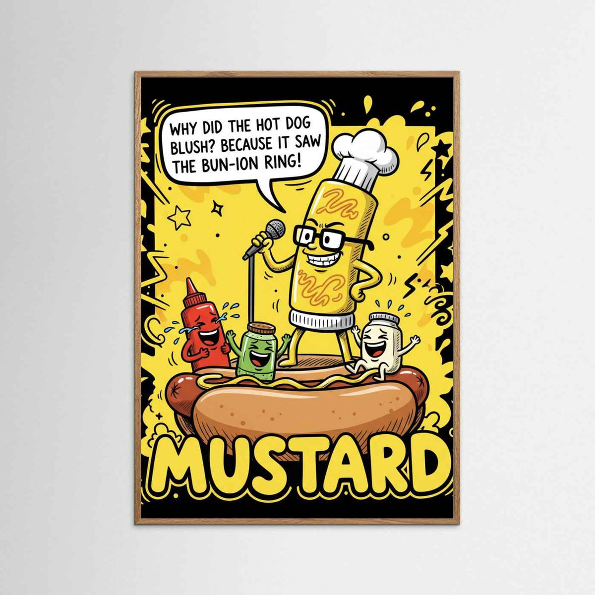 Funny Hot Dog Joke Comic Illustration Fine Art Paper Print