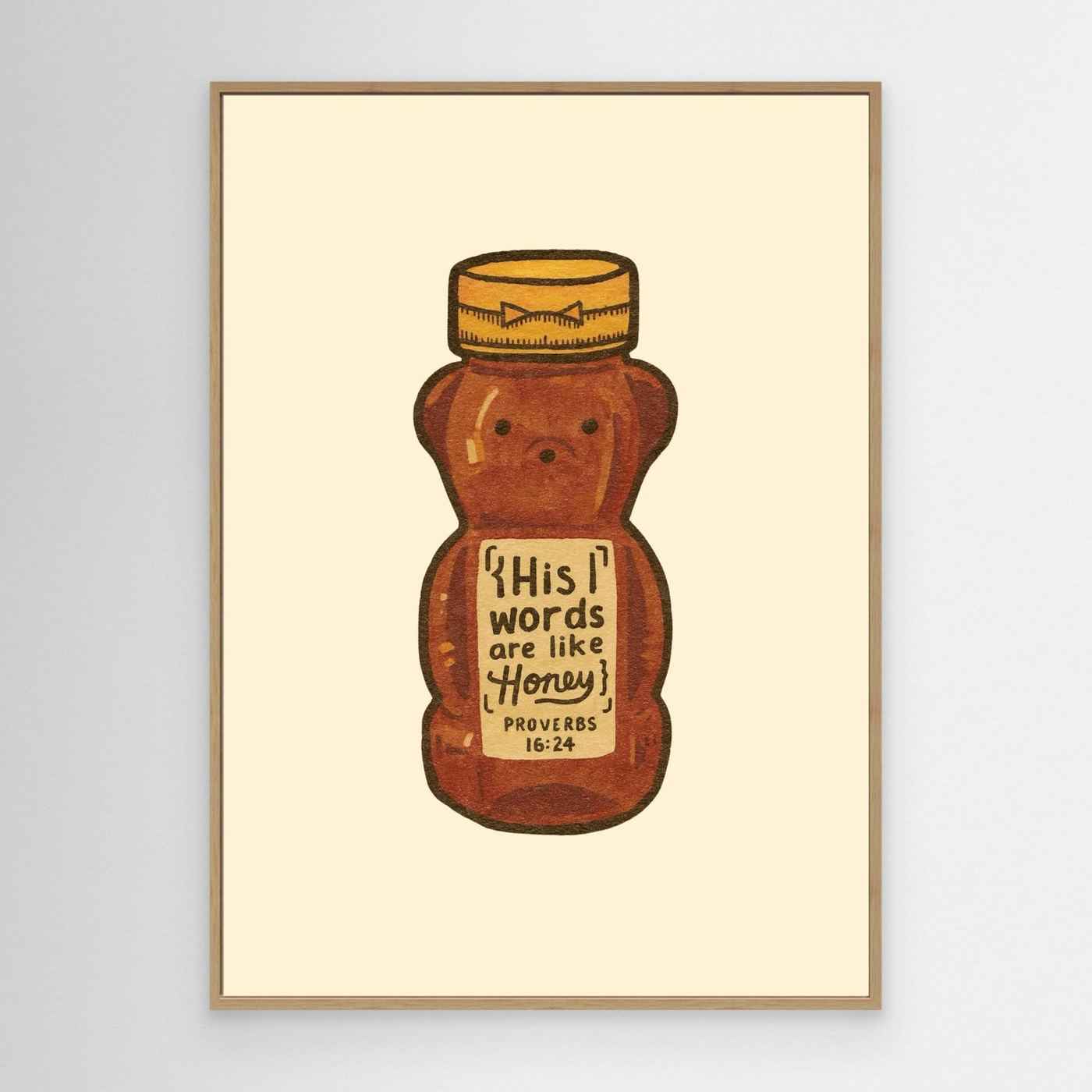 Christian Nursery Wall Art | Proverbs 16:24 Honey Bear Print