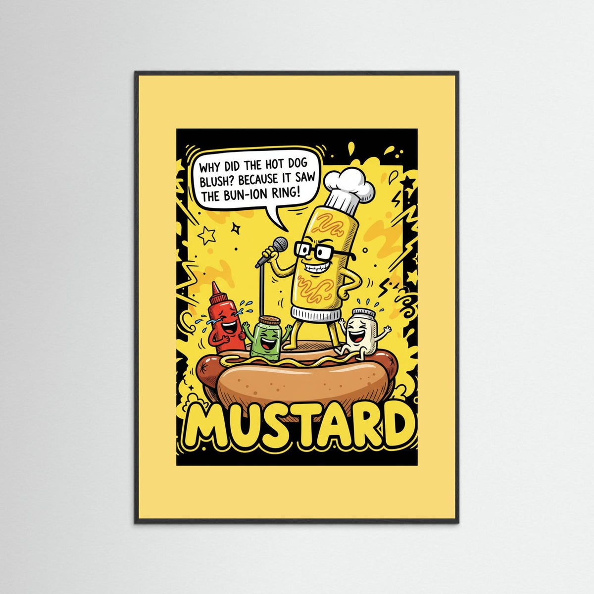 Funny Hot Dog Joke Comic Illustration Fine Art Paper Print
