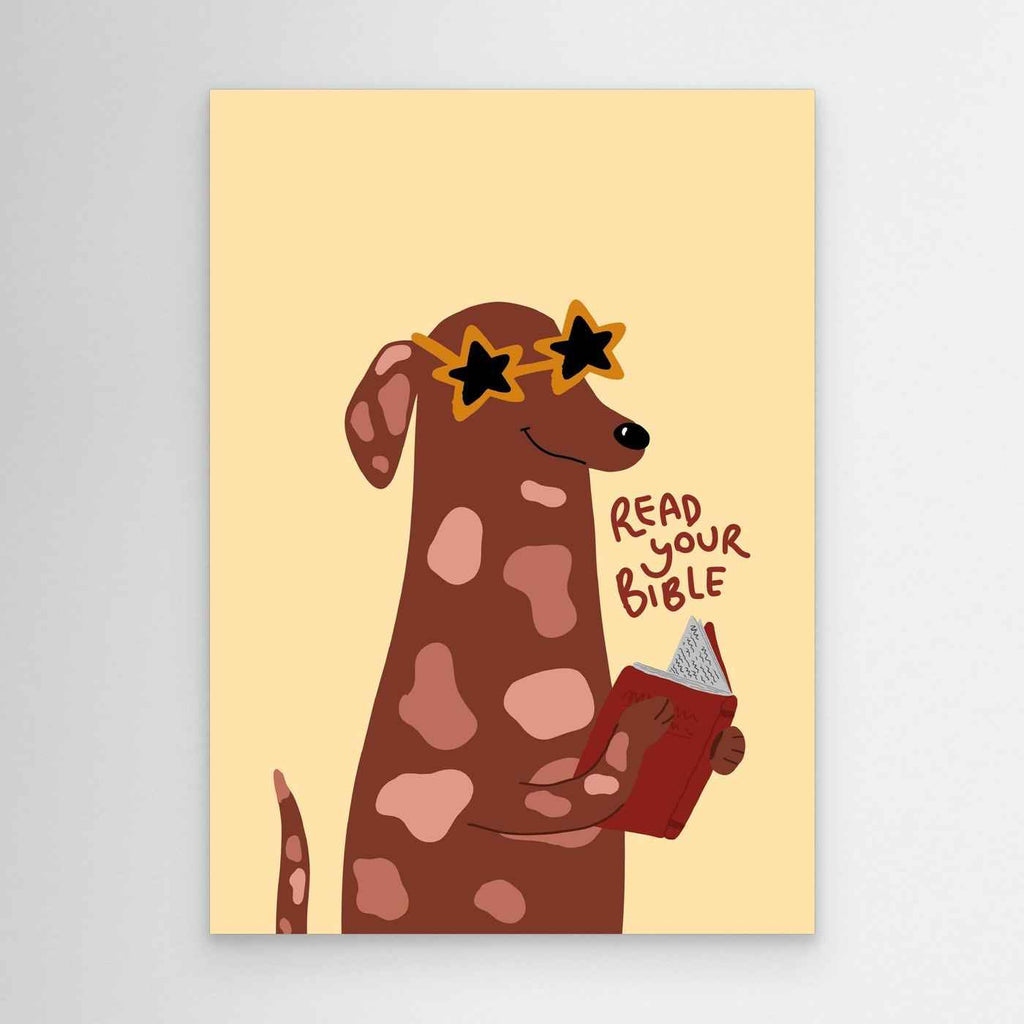 Christian Wall Art - Fun Sausage Dog Bible Print for Kids Nursery
