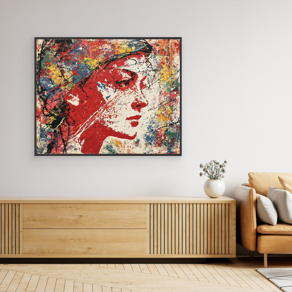 Abstract Woman Framed Pop Art Canvas