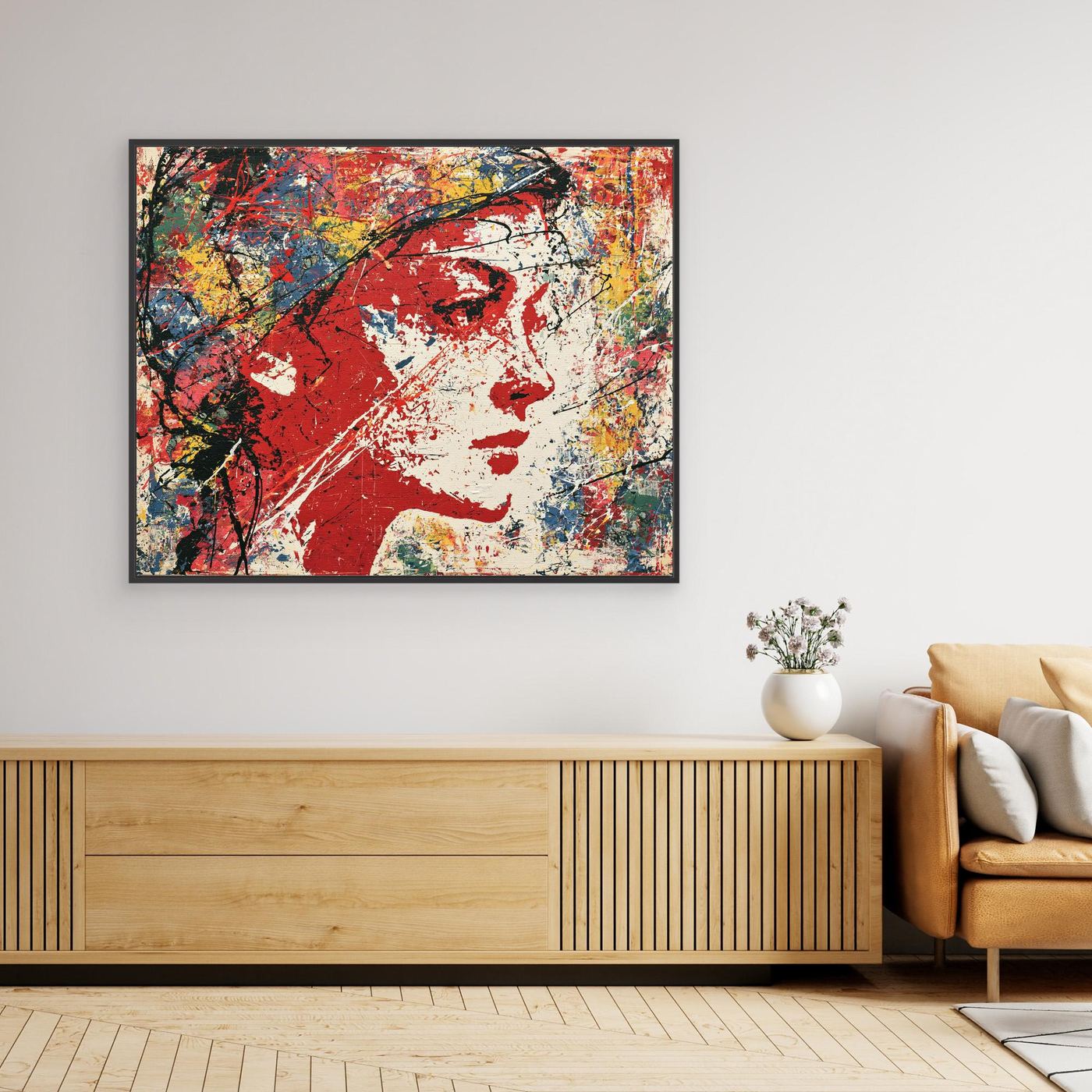 Abstract Woman Framed Pop Art Canvas