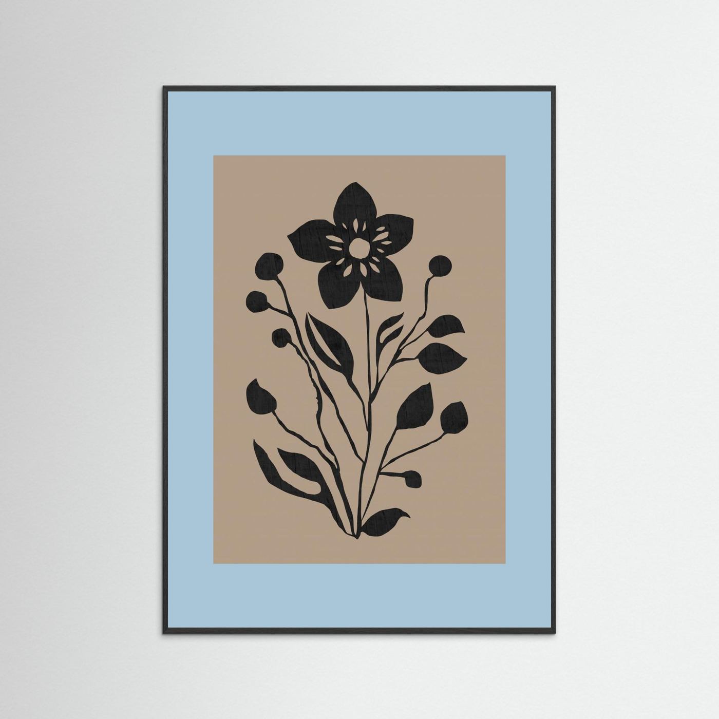 Black Flower Modern Botanical Silhouette by Cartissi