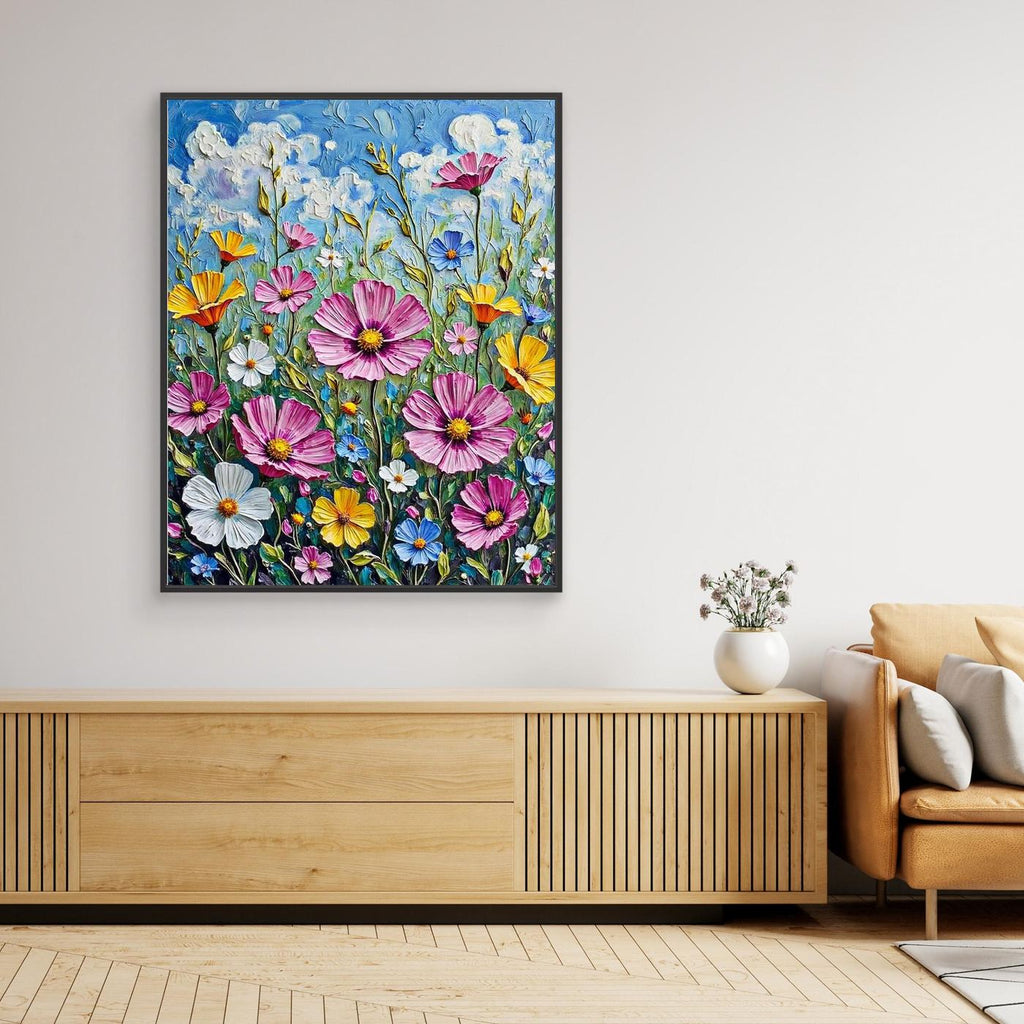 Wildflower Meadow Impasto Framed Pop Art Canvas Print