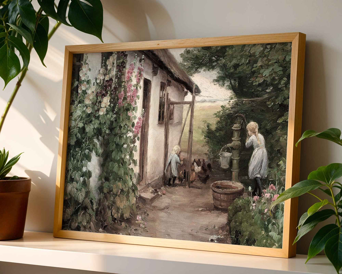 Cottage Garden with Roses Print